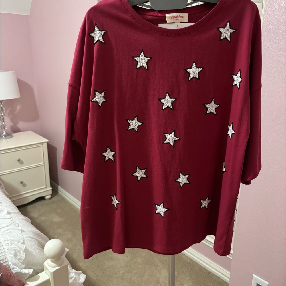 Peach Love California Red Star Short Sleeve Tee